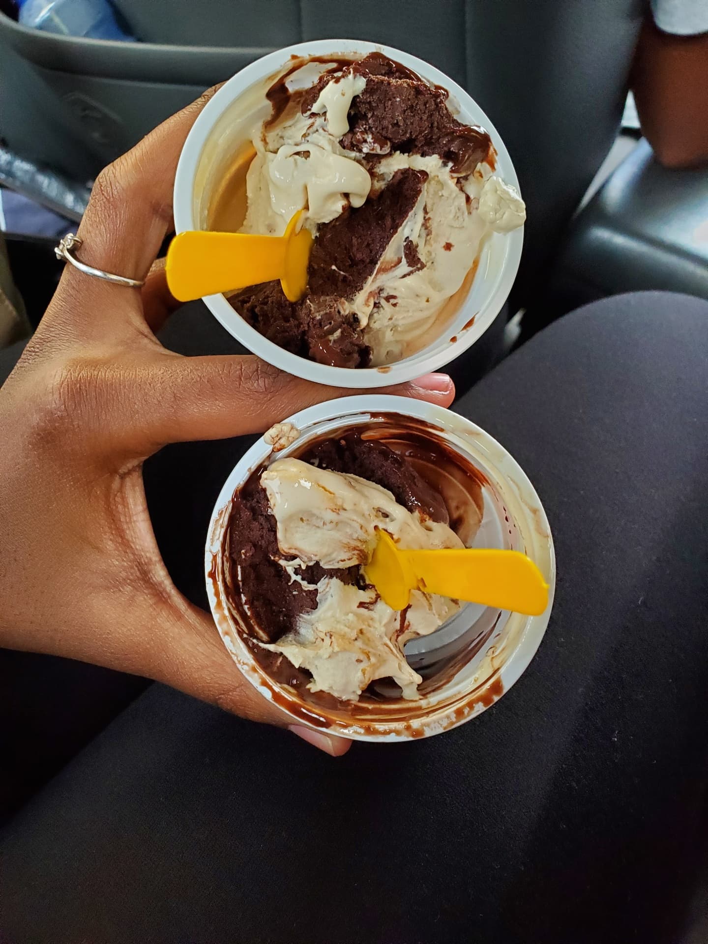 Brownie and gelato dessert cups